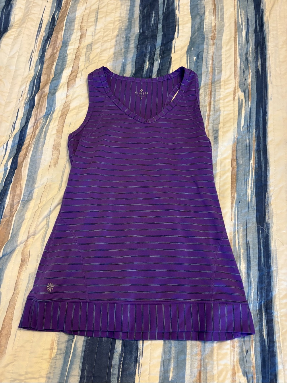 Athleta Purple Striped V-Neck Tank